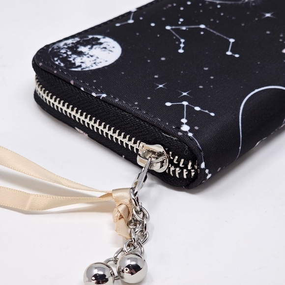 Lost Queen ✦ Celestial Print Wallet ✦ Zodiac Signs Black Cat Vegan Leather OS - Picture 5 of 11